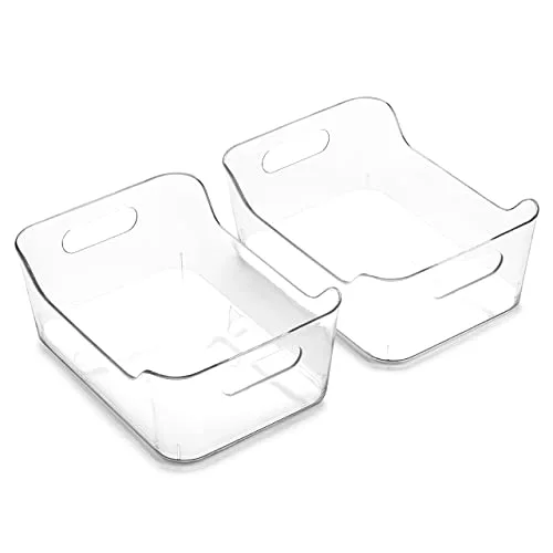 Plastic Storage Bins, Small - 2 Pack, Clear