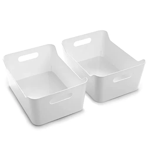 Plastic Storage Bins, Large - 12 Pack, White