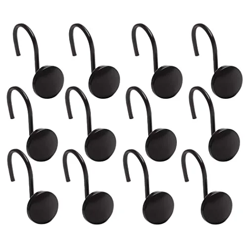 Shower Curtain Hooks - Matte Black- Set of 12