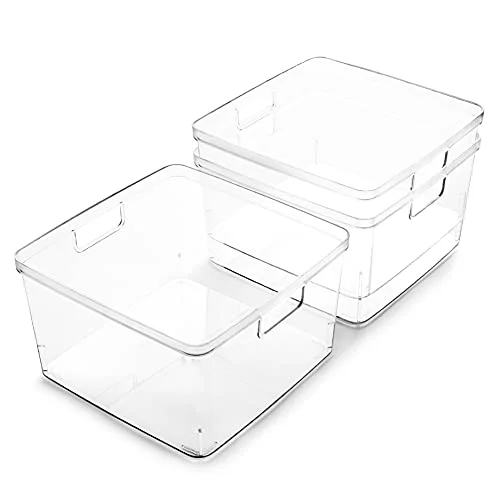 Plastic Storage Bins, Square - 3 Pack