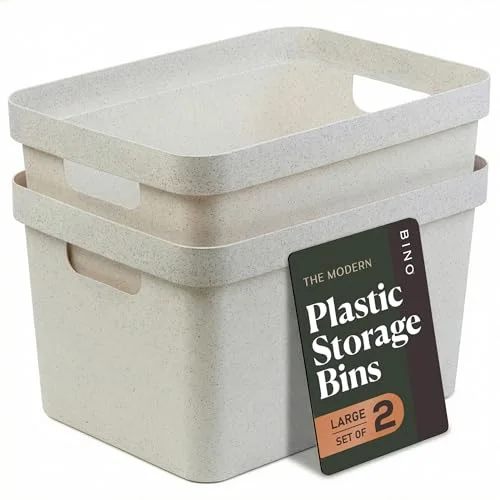Plastic Storage Bins, 16 Liter - 2 Pack, Natural White