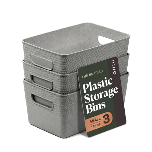 Plastic Storage Bins, 5 Liter - 3 Pack, Natural Grey