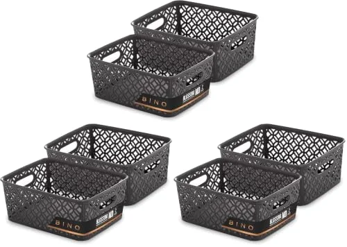 Plastic Storage Baskets, Medium - Grey