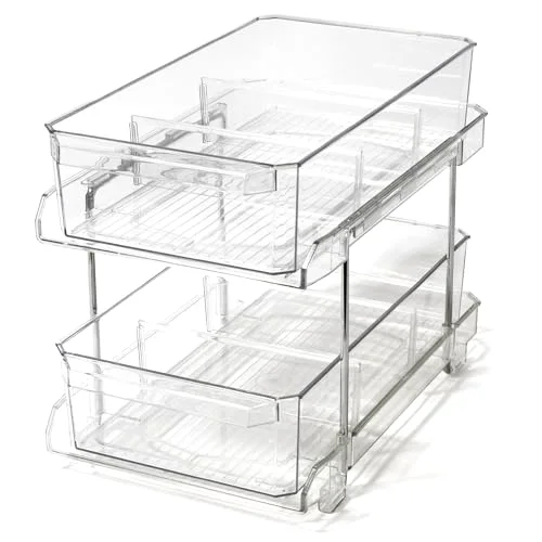 2 Tier Clear Storage Organizer with Dividers