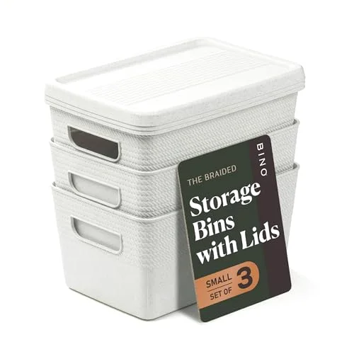 Plastic Storage Bins with Lids, 5 Liter - 3 Pack, White