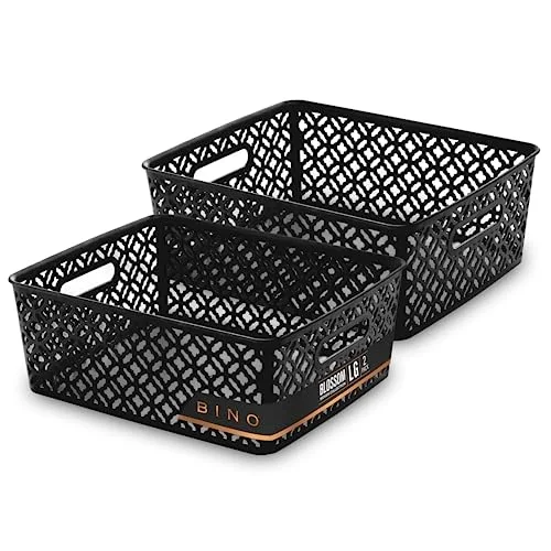 Plastic Storage Baskets, Large - Black