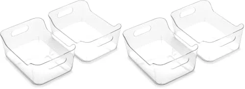 Plastic Storage Bins, X-Small - 4 Pack, Clear