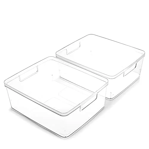 Plastic Storage Bins, Medium - 2 Pack