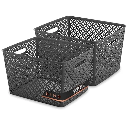 Plastic Storage Baskets, XLarge - Grey
