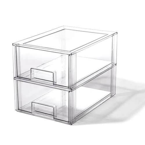 Stackable Storage Drawers, Large - 2 Pack, Clear