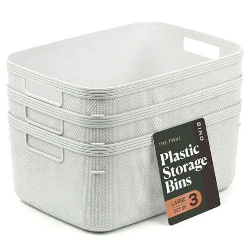 Plastic Storage Bins, 13 Liter - 3 Pack, White