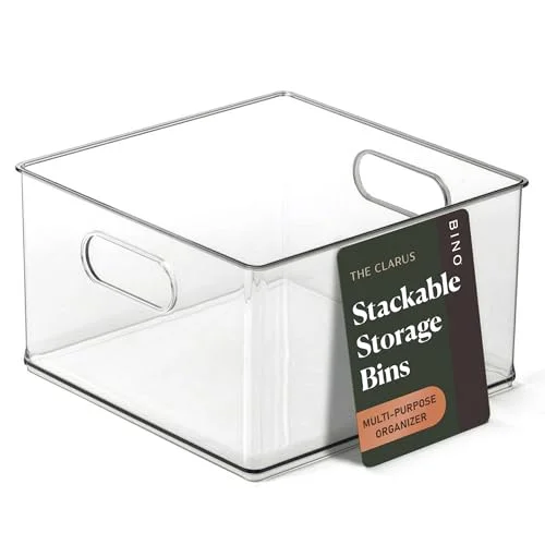 Stackable Plastic Storage Bins, Clear