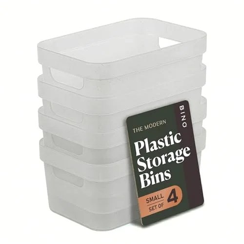 Plastic Storage Bins, 4 Liter - 4 Pack, Frosted
