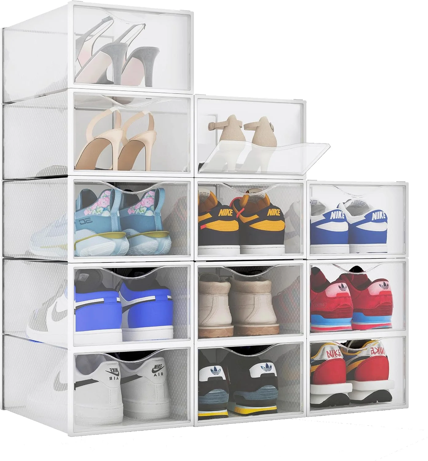 12-Pack Plastic Stackable Shoe Box Set - Clear