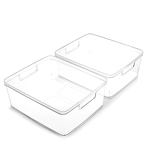 Plastic Storage Bins, Medium - 12 Pack