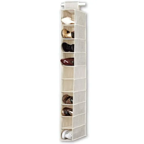 10-Shelf Shoe Closet Organizer - Beige