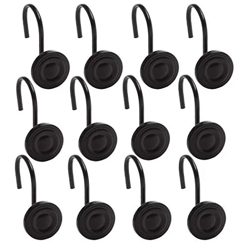 Shower Curtain Hooks - Matte Black - Set of 12