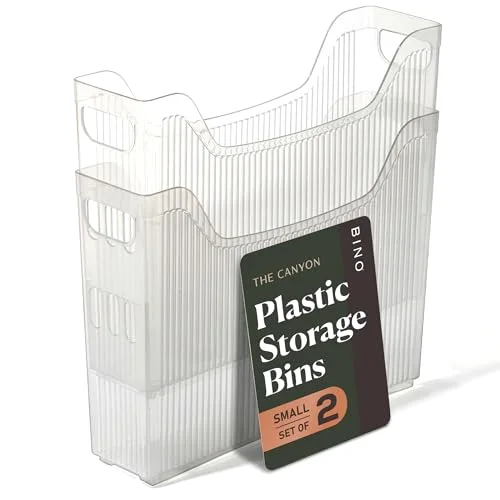 Plastic Storage Bins, Narrow - 2 Pack