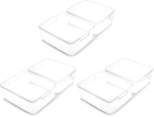 Plastic Storage Bins, Medium - 6 Pack